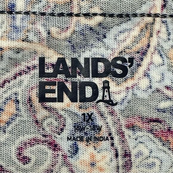 Lands’ End Blue Notch Neckline Paisley Jersey Knit Dress - Picture 9 of 12